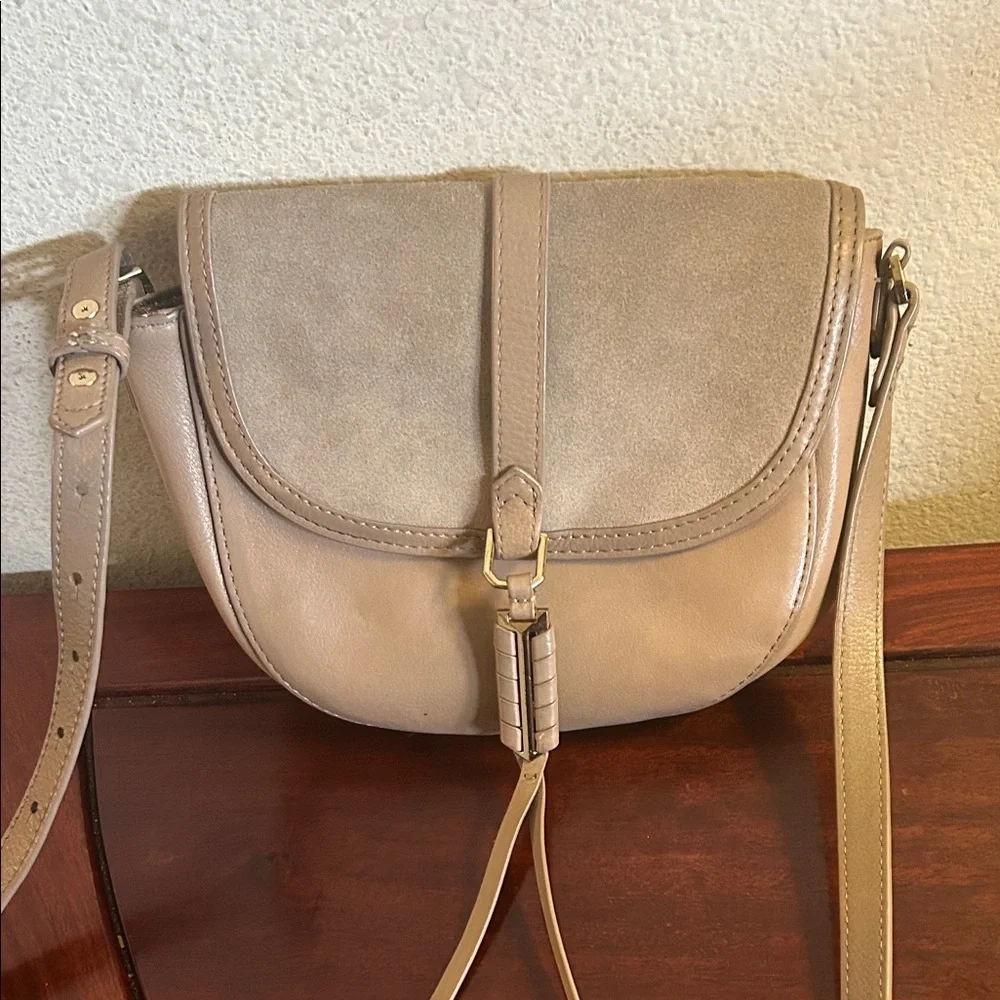 Covet Sloan Suede & Leather Crossbody Saddle Bag